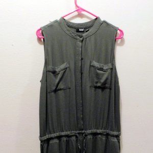 Military-Green Button-Up Romper